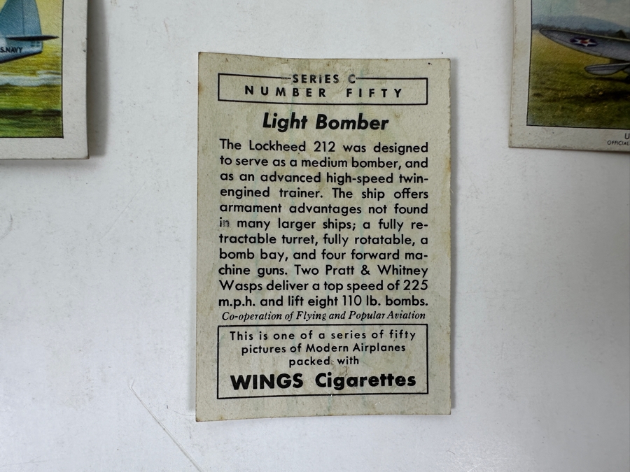 Collection Of WINGS Cigarettes Tobacco Cards Airplane Trading Cards With Book Detailing Various Planes - See Photos [Photo 7]