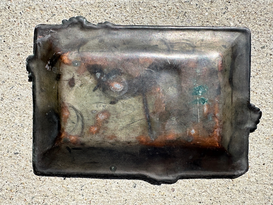 Antique Asian Metal Trinket Dish Decorated In Relief 6” X 4” [Photo 6]