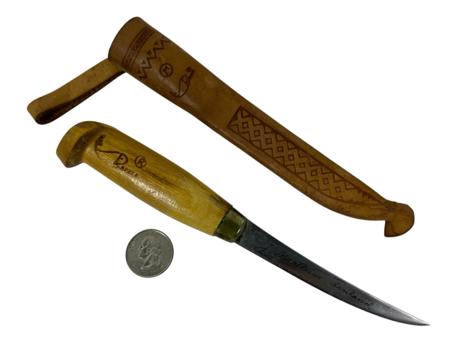 J. Marttiini Finland Rapala Fishing Knife With Leather Sheath 4' Blade