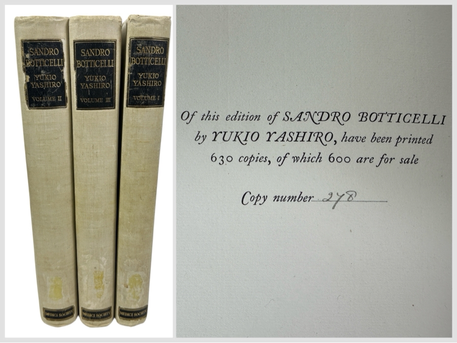 Rare Limited Edition Oversized 3 Volume Hardcover Books Set Sandro Botticelli By Yukio Yashiro Numbered 248 Of 600
