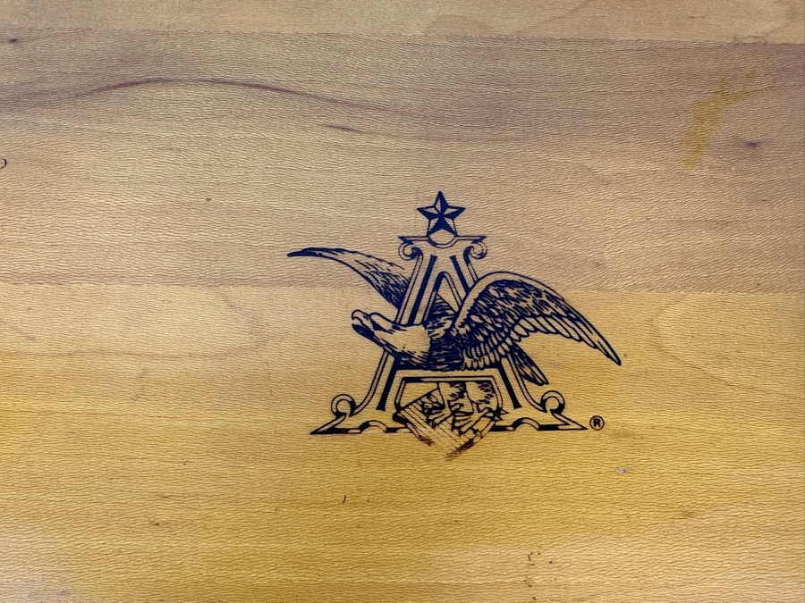 Anheuser-Busch Advertising Footed Wooden Cutting Board “Thanks! August A. Busch” 12W X 12D X 2.25H [Photo 3]