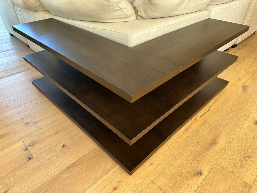 Restoration Hardware Corner Console Sofa 3-Level Table With Shelves - Can Be Separated 53W X 13.5D X 23H And 39W X 13.5D X 23H [Photo 2]