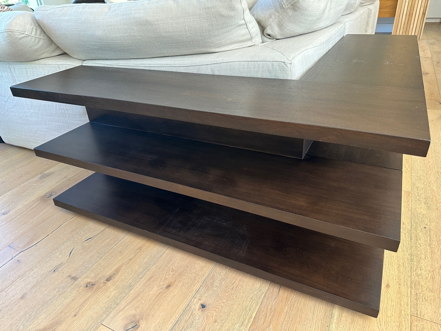 Restoration Hardware Corner Console Sofa 3-Level Table With Shelves - Can Be Separated 53W X 13.5D X 23H And 39W X 13.5D X 23H [Photo 4]