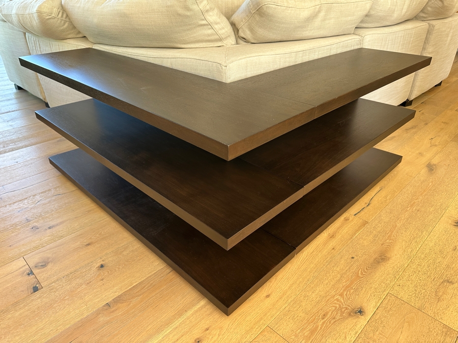 Restoration Hardware Corner Console Sofa 3-Level Table With Shelves - Can Be Separated 53W X 13.5D X 23H And 39W X 13.5D X 23H