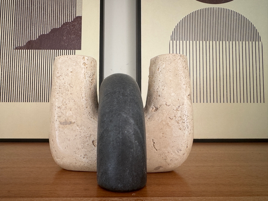 Isaac Nesting Travertine and Marble Bookends 8'W x 8'H [Photo 2]