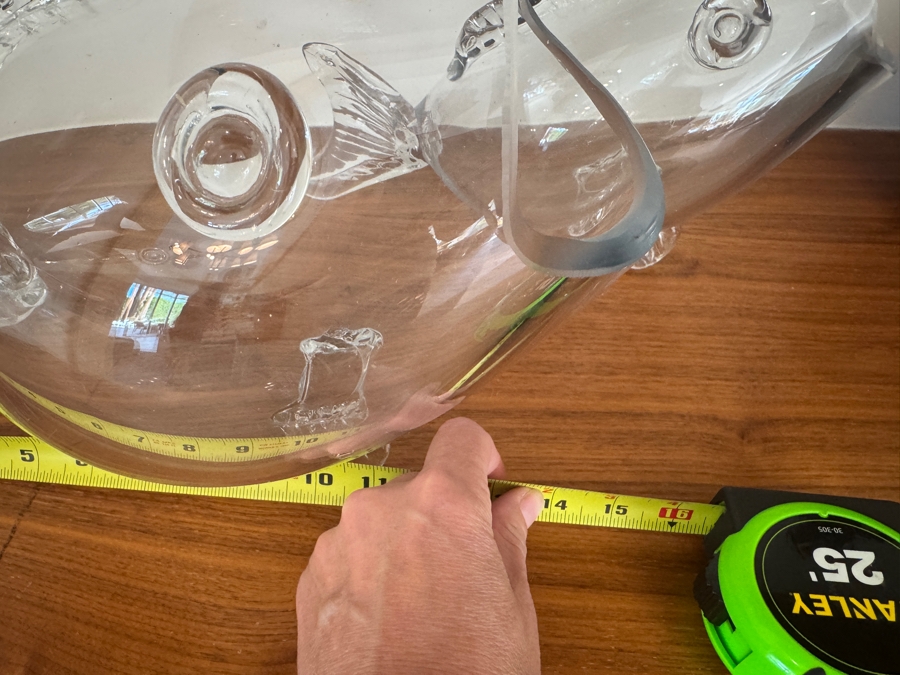Just Added - Pair of Clear Glass Open Mouth Fish Vases 14'W x 9'H and 10'W x 7' H  [Photo 3]