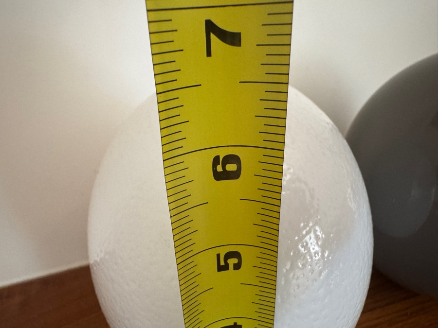 Just Added - Pair of Gray and White Lacquered Ostrich Eggs 5'W x 6.5'H [Photo 6]