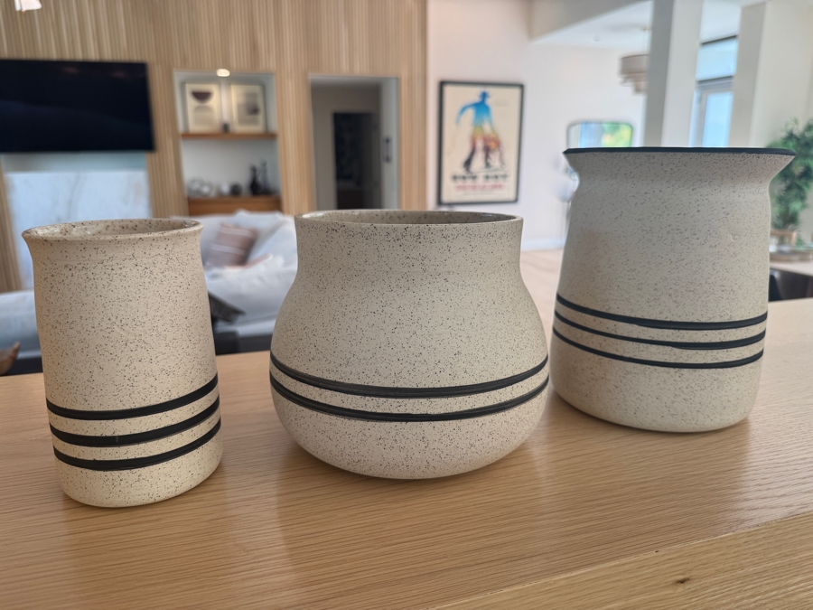 Just Added - Double M Pottery Trio of Vases 6'W x 8'H, 7'W x 7'H,  4'W x 6'H [Photo 3]