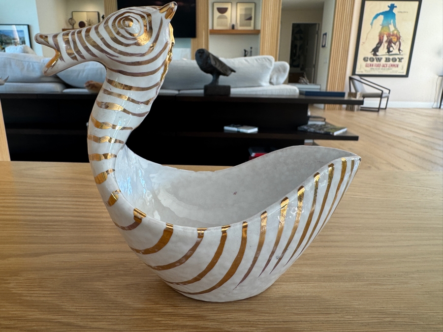 Just Added - Vintage MCM Aldo Londi Bitossi Figural Zebra Bowl, Italy 7'W x 6'H
