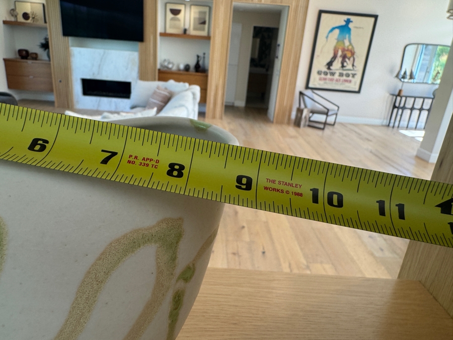 Just Added - White, Tan and Green Ceramic Vase 8.5'W x 8.5'H [Photo 5]