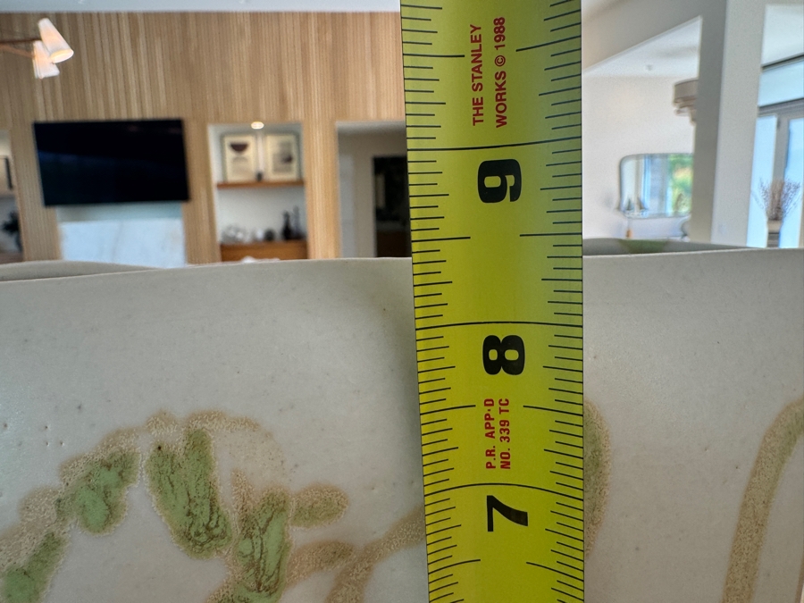 Just Added - White, Tan and Green Ceramic Vase 8.5'W x 8.5'H [Photo 6]