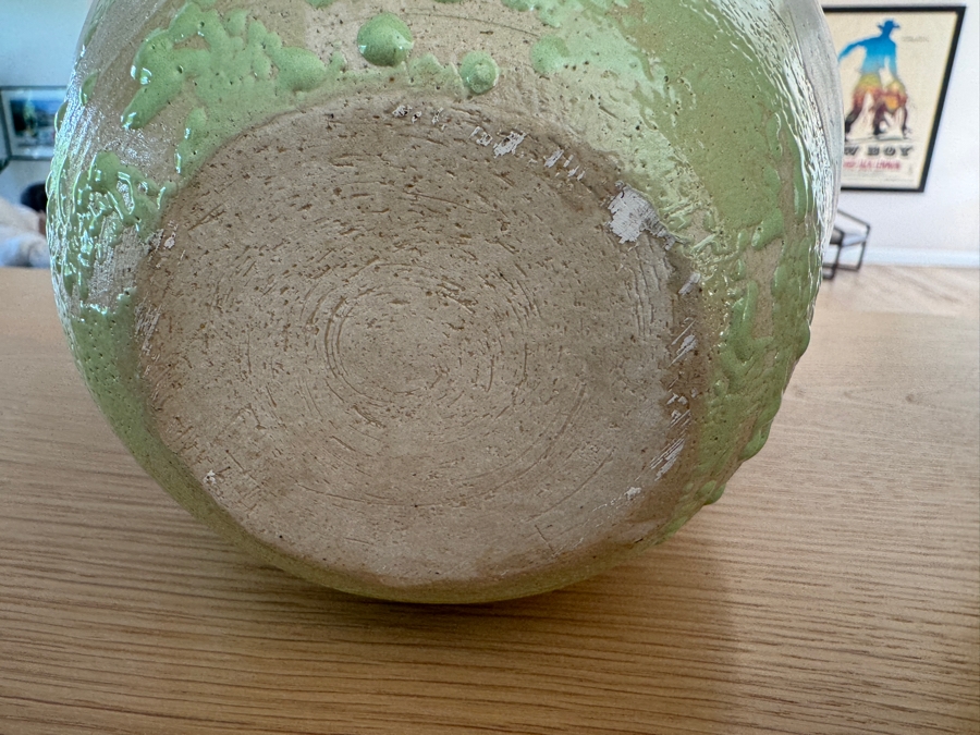 Just Added - White, Tan and Green Ceramic Vase 8.5'W x 8.5'H [Photo 4]