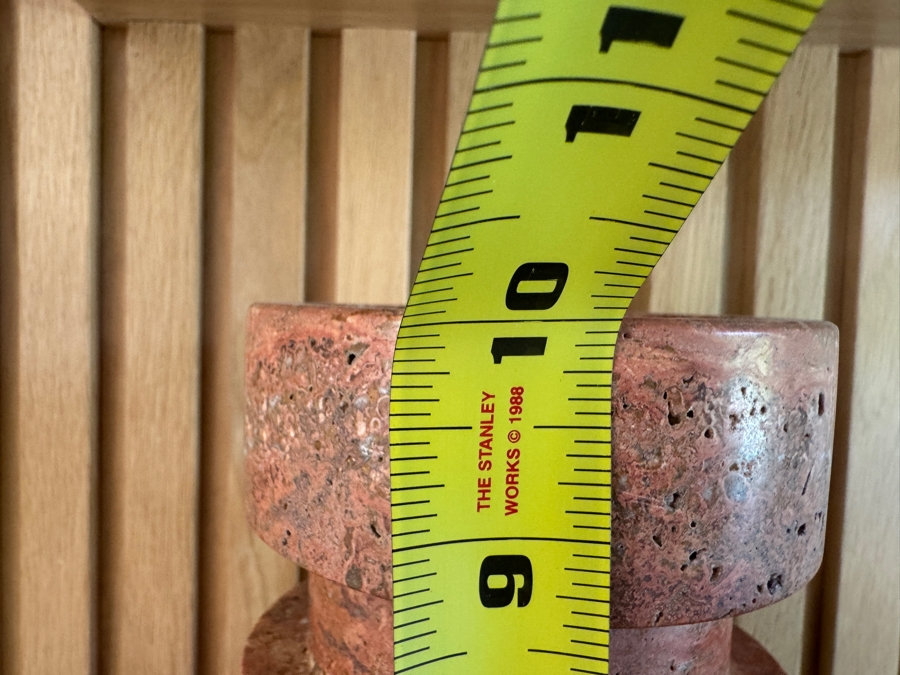 Just Added - Crate and Barrel CB2 Dev Red Travertine Candle Holders - Large and Small 4'W x 10'H and 4'W x 5.5'H [Photo 5]