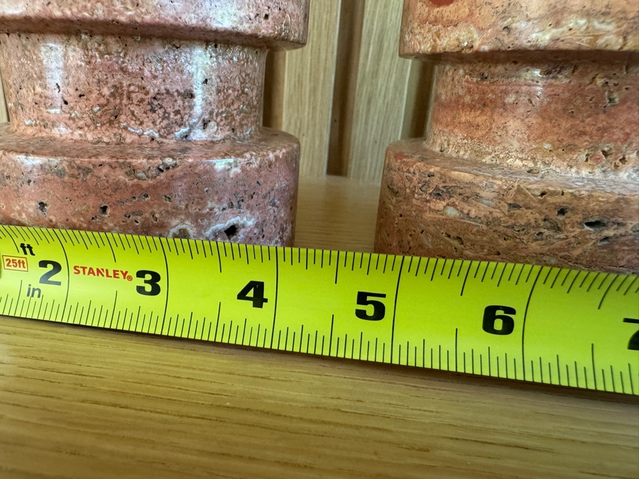Just Added - Crate and Barrel CB2 Dev Red Travertine Candle Holders - Large and Small 4'W x 10'H and 4'W x 5.5'H [Photo 4]