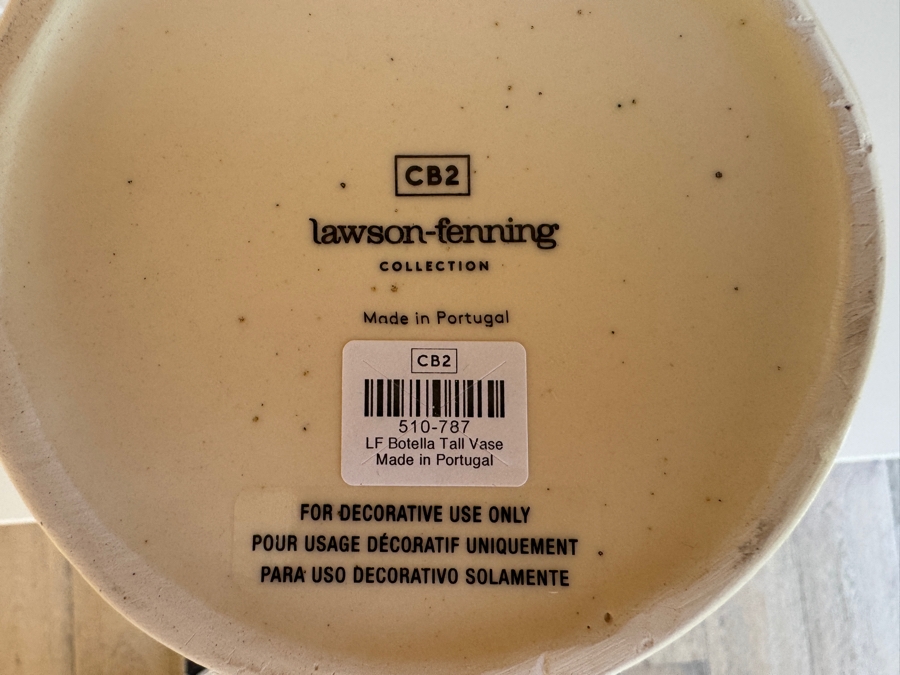 Just Added - Crate and Barrel CB2 Botella Textured White Vases (5'W x 12'H and 6'W x 8.5'H) with CB2 Marble Onyx Tea Light Candle 6'W x 5.5'H  [Photo 6]