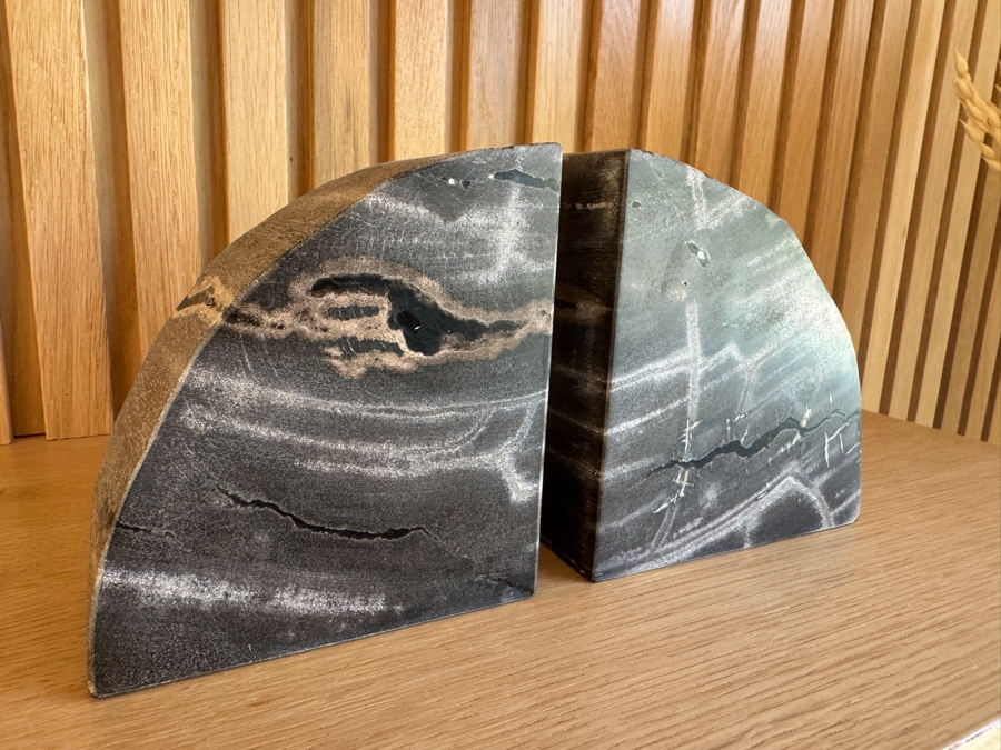 Just Added - Pair of Petrified Wood Bookends 4.5'W x 5'H Each [Photo 3]