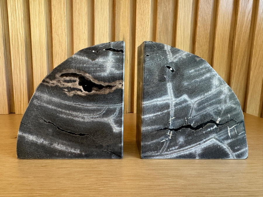 Just Added - Pair of Petrified Wood Bookends 4.5'W x 5'H Each
