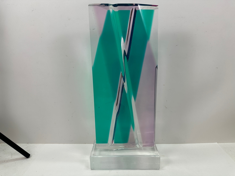 Shlomi Haziza Postmodern Colored Geometric Lucite Sculpture Artist Signed 9W X 4D X 20.5H [Photo 4]