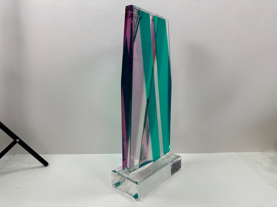 Shlomi Haziza Postmodern Colored Geometric Lucite Sculpture Artist Signed 9W X 4D X 20.5H [Photo 3]