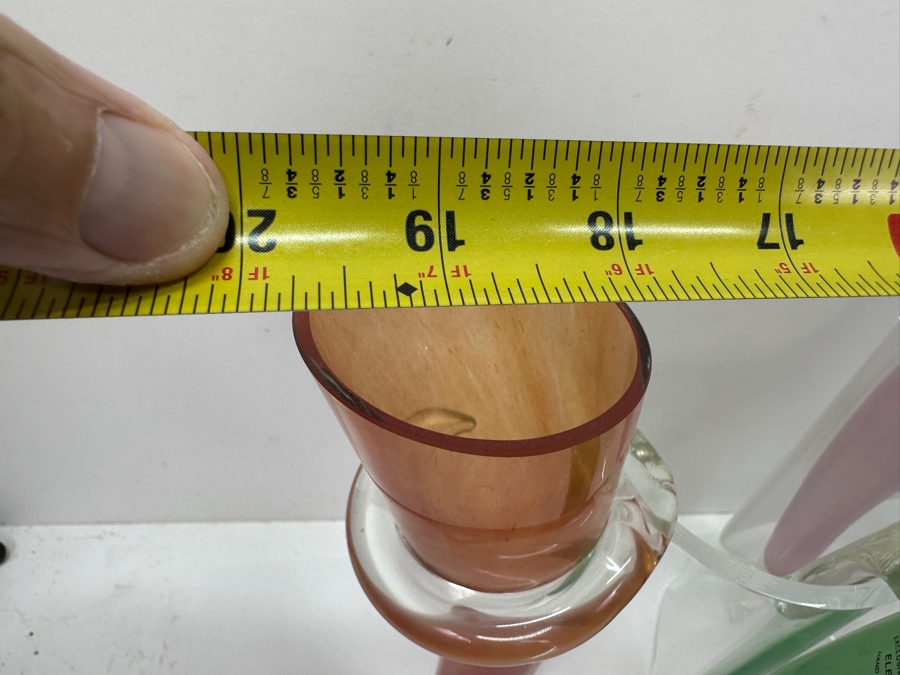 Hand Made Multicolor Elena Art Glass Horn Vases With Acrylic Holder 20W X 13.25H [Photo 6]