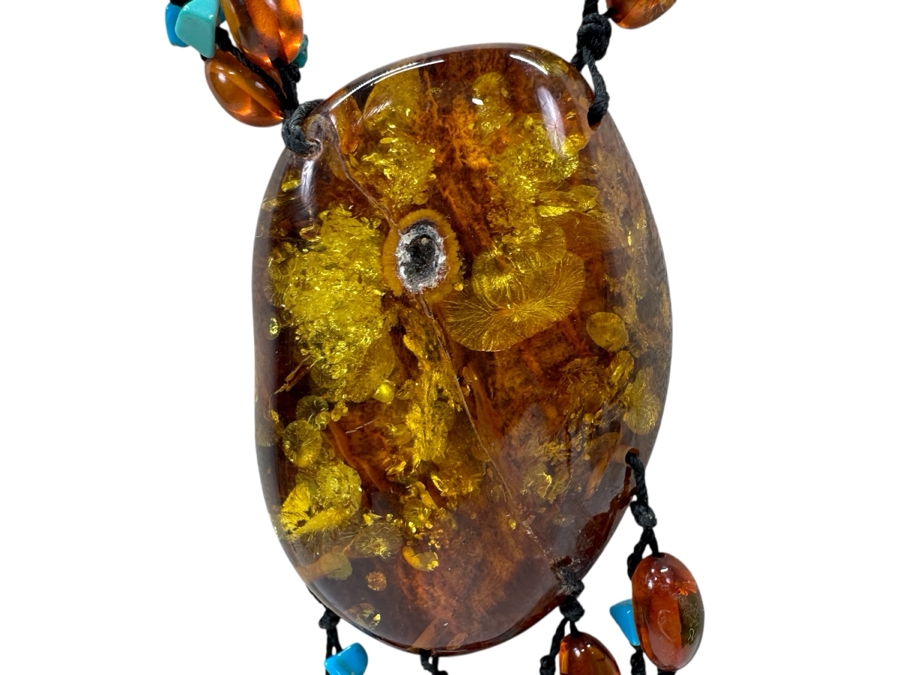 Amber & Turquoise 18' Statement Necklace [Photo 3]