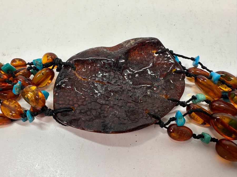 Amber & Turquoise 18' Statement Necklace [Photo 8]