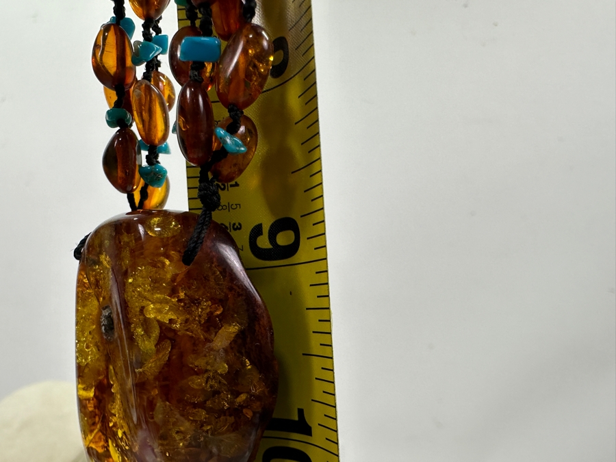 Amber & Turquoise 18' Statement Necklace [Photo 7]