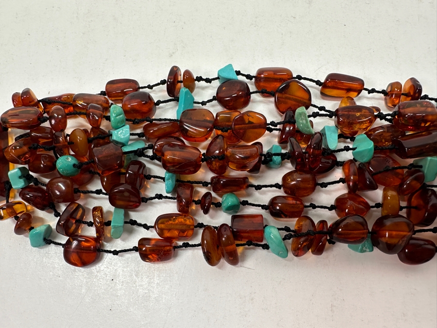 Amber & Turquoise 9' Bracelet [Photo 3]