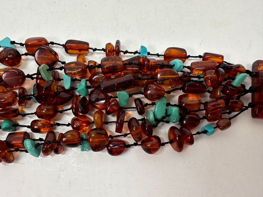 Amber & Turquoise 9' Bracelet [Photo 2]
