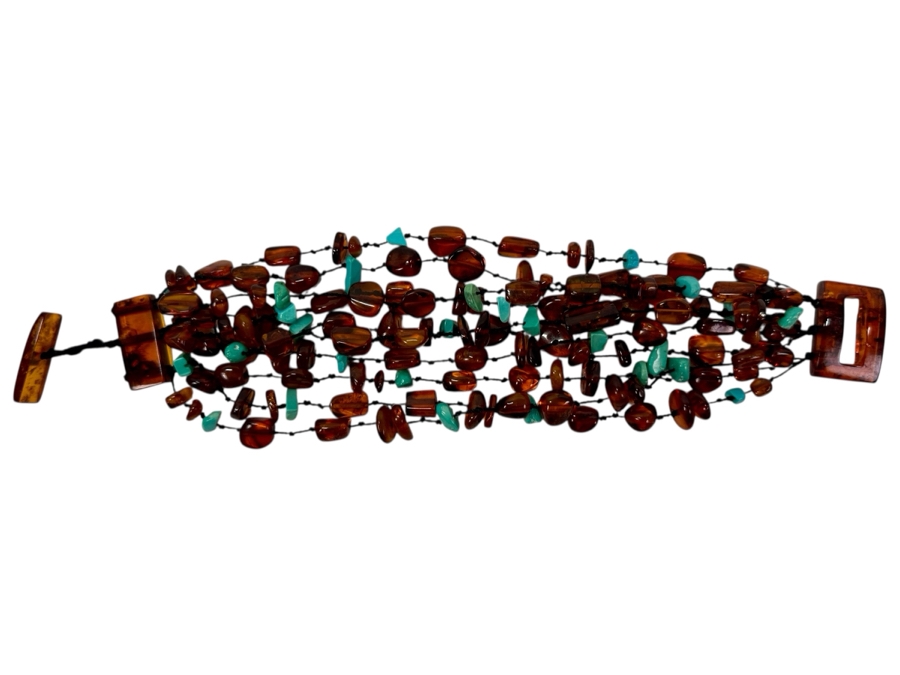 Amber & Turquoise 9' Bracelet