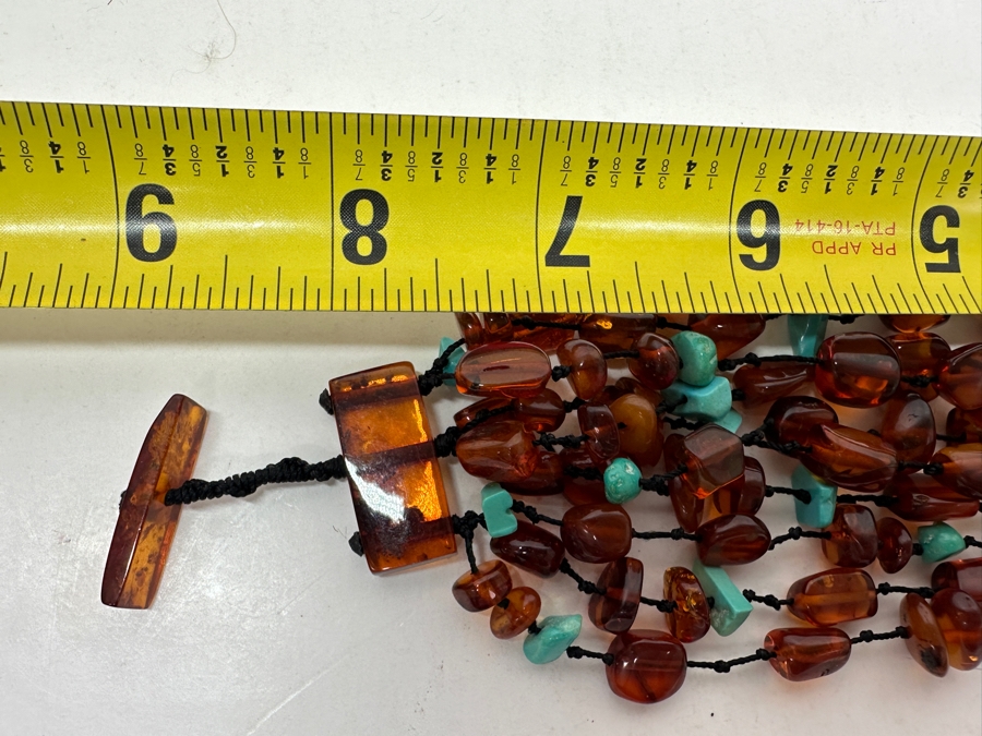 Amber & Turquoise 9' Bracelet [Photo 4]