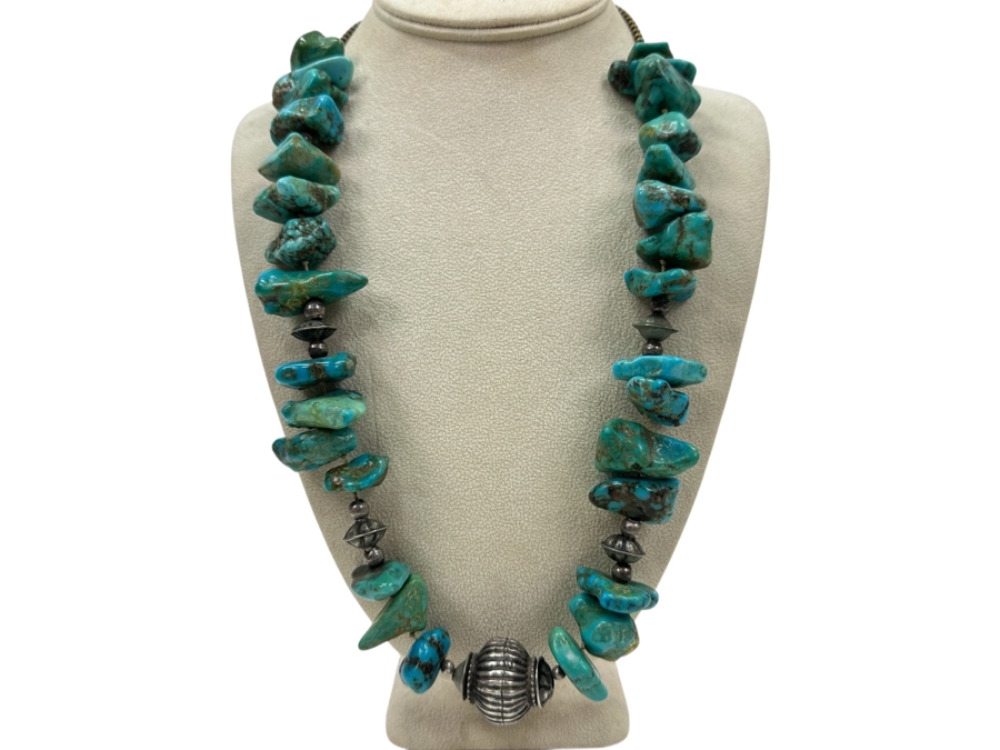Chunky Turquoise Beads 24' Necklace