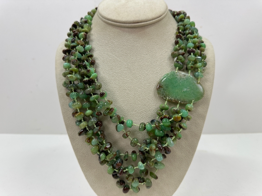 Chrysoprase Multi-Strand Beaded 24' Statement Necklace [Photo 8]
