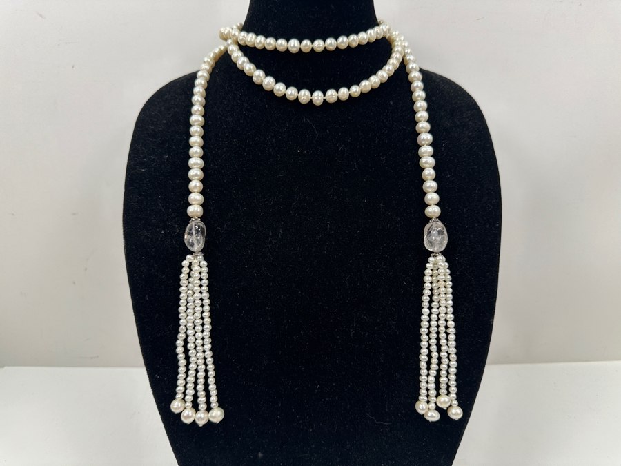 5' Long Pearl Statement Necklace [Photo 5]
