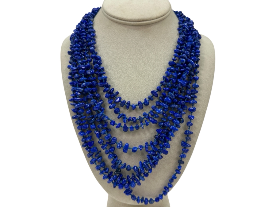 Lapis Lazuli Multi-Strand Beaded 26' Statement Necklace