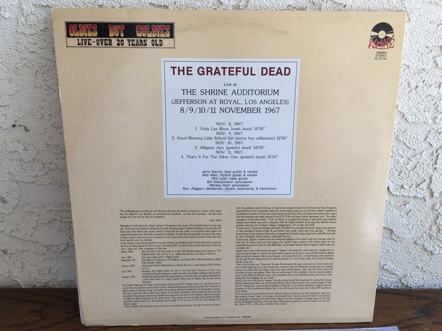 Grateful Dead, The ‎- Live At Shrine Auditorium - Koine Records ‎- V880804 - 2 × Vinyl - Unofficial Release [Photo 3]