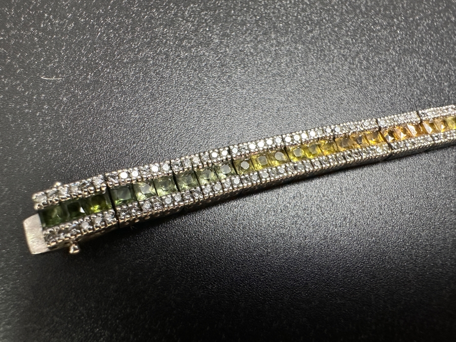 14k Gold Multicolored Sapphire Line Bracelet (312) .005 Dia Est. 1.56cttw 7.5'L 15.3g Retails $6,000 [Photo 8]