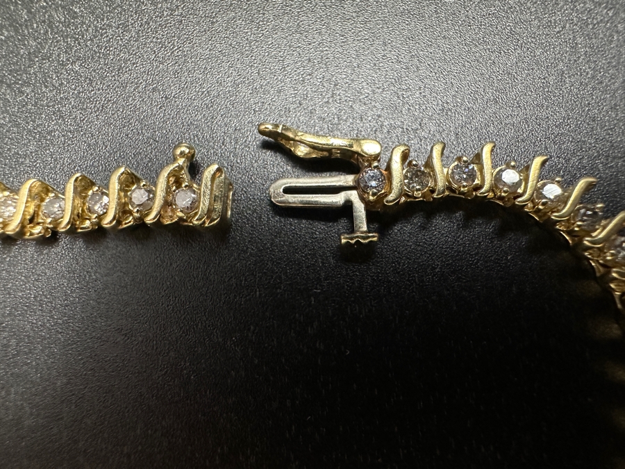 14k Gold Diamond Bracelet Set With (49) 1.8mm Round Brilliant Diamonds 1.25cttw 7'L 12g Retails $5,000 [Photo 6]