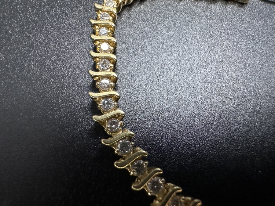 14k Gold Diamond Bracelet Set With (49) 1.8mm Round Brilliant Diamonds 1.25cttw 7'L 12g Retails $5,000 [Photo 5]
