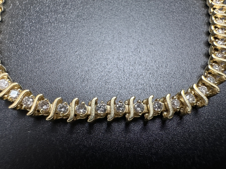 14k Gold Diamond Bracelet Set With (49) 1.8mm Round Brilliant Diamonds 1.25cttw 7'L 12g Retails $5,000 [Photo 4]