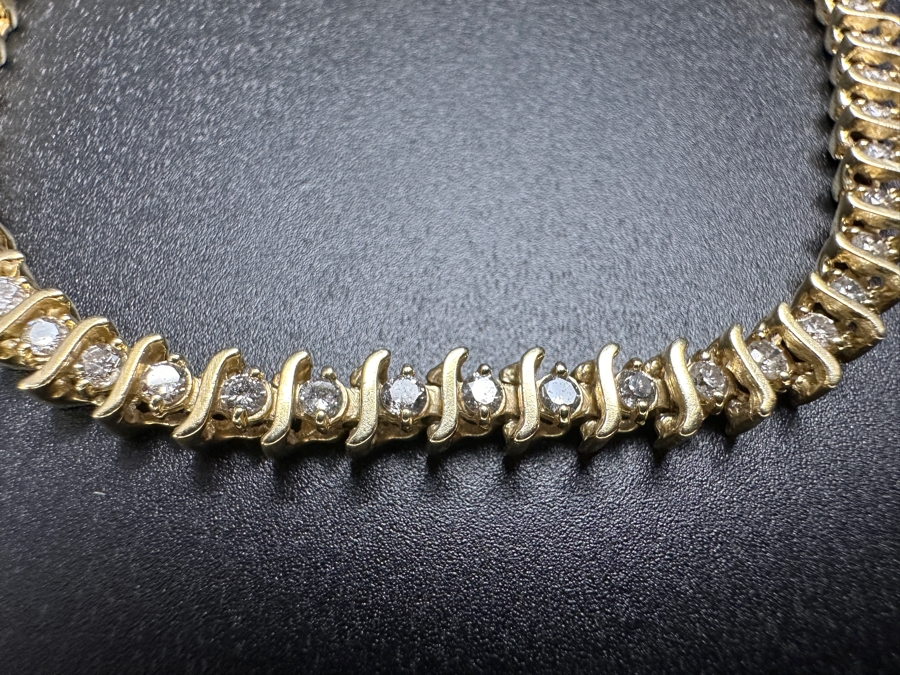 14k Gold Diamond Bracelet Set With (49) 1.8mm Round Brilliant Diamonds 1.25cttw 7'L 12g Retails $5,000 [Photo 3]