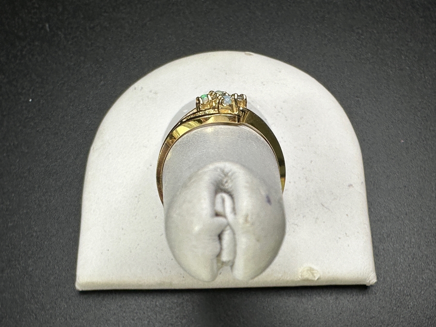 14k Gold Opal & Blue Topaz Ring Set With (3) 1.5mm Opals & (2) 1.5mm Blue Topaz Size 8 2.3g $1,100 [Photo 5]