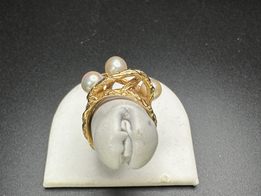 14k Gold Pearl Ring Set With (3) 6.2-6.5mm Cultured Pearls Size 8 8.9g Retails $3,200 [Photo 5]