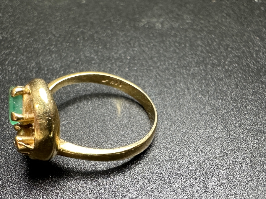 14k Gold Emerald Diamond Ring Set With 5x3 Oval Emerald, (2) 3x2 Marquise Diamonds And (2) 2mm Round Diamonds Size 8 3.5g Retails $1,800 [Photo 8]