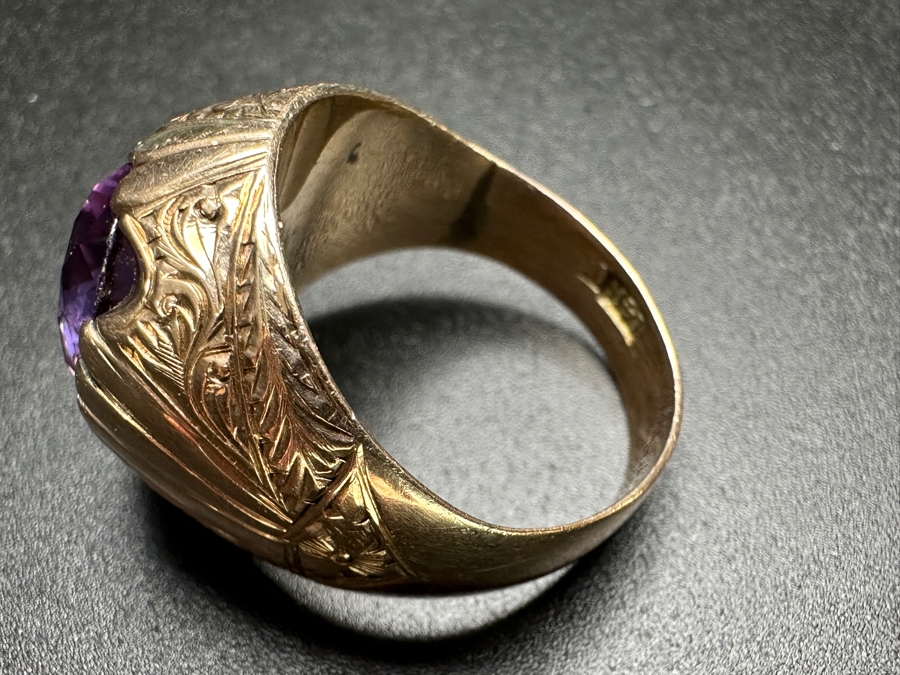 14k Gold Men's Ring Synthetic Color Change Corundum Size 10.5 10.5g Retails $3,400 [Photo 10]