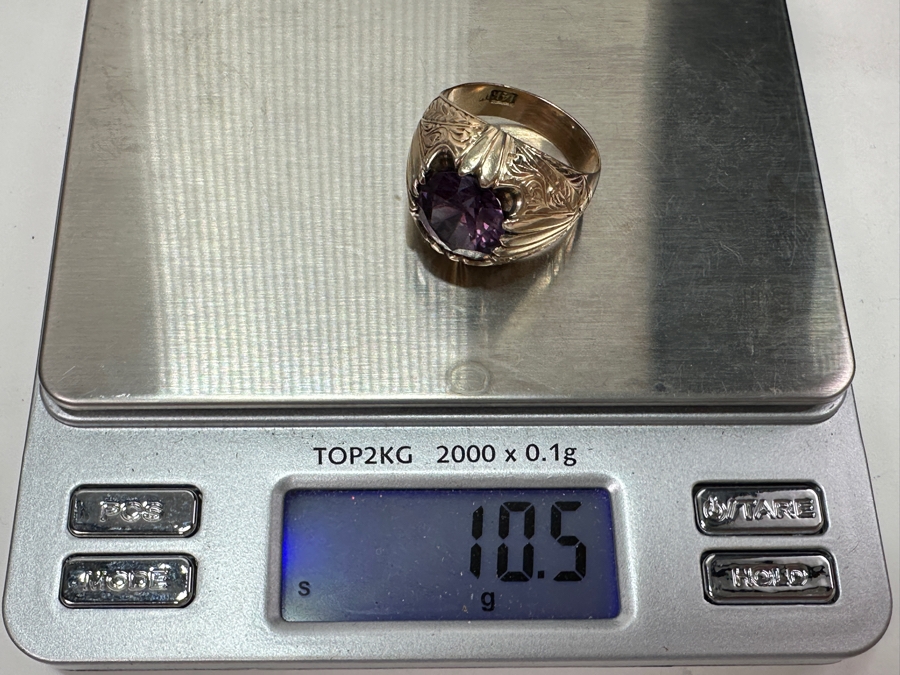 14k Gold Men's Ring Synthetic Color Change Corundum Size 10.5 10.5g Retails $3,400 [Photo 11]