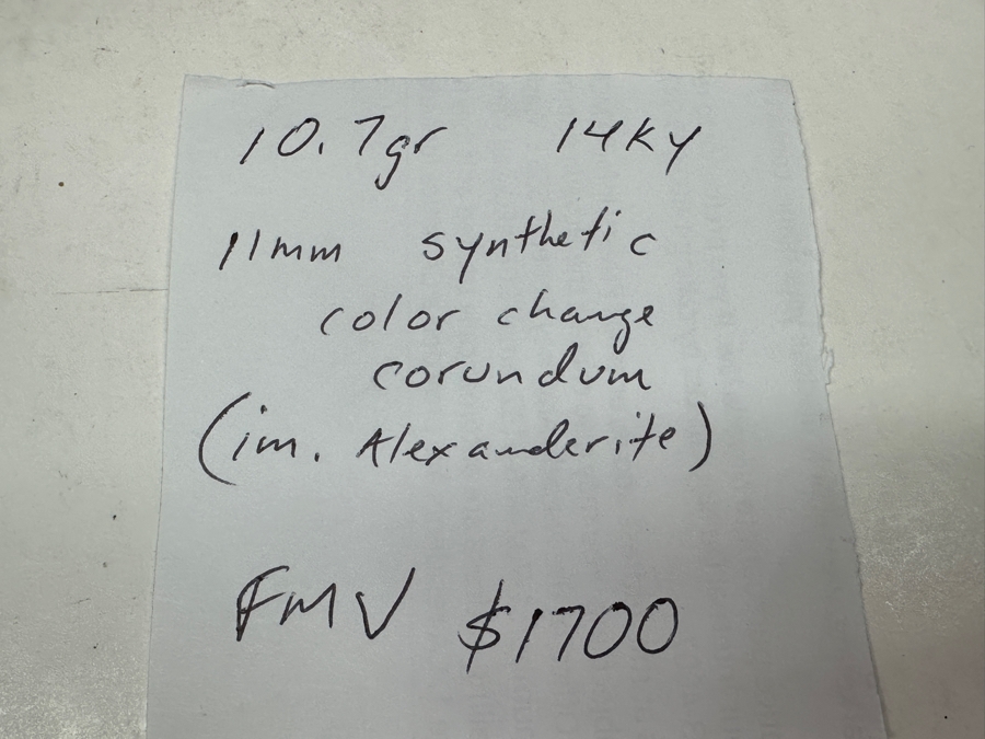 14k Gold Men's Ring Synthetic Color Change Corundum Size 10.5 10.5g Retails $3,400 [Photo 13]