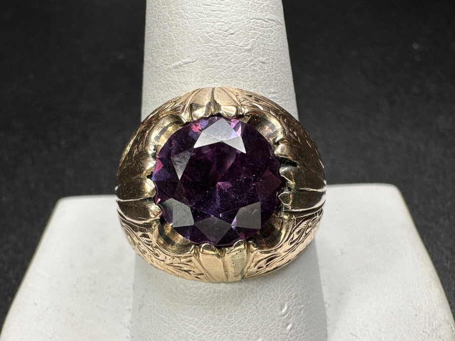 14k Gold Men's Ring Synthetic Color Change Corundum Size 10.5 10.5g Retails $3,400 [Photo 3]