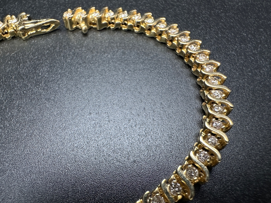 14k Gold Diamond S Link Tennis Bracelet Set With (49) 1.8mm Round Brilliant Diamonds Est. 1.50cttw 7'L 16.0g Retails $6,000 [Photo 5]