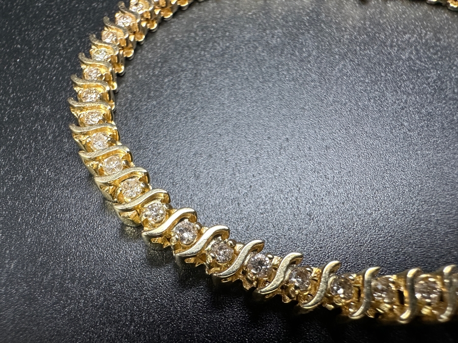 14k Gold Diamond S Link Tennis Bracelet Set With (49) 1.8mm Round Brilliant Diamonds Est. 1.50cttw 7'L 16.0g Retails $6,000 [Photo 4]